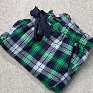 Aerie Women's Plaid Flannel Pajama Pants Jogger Cuffs Green Navy Size M